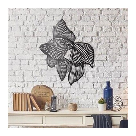 PIRUDEM Déco murale en métal poisson doré