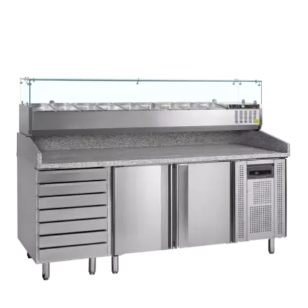 PT1310 + GVC38-200 – Comptoirs à pizza froid positif – commerce alimentaire – Réf 67415