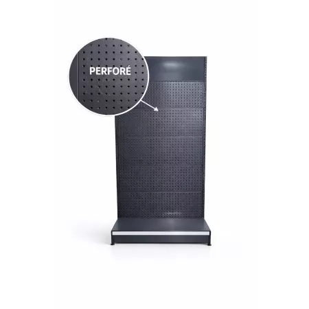 Gondole murale perforée professionnelle pour magasin – Rayonnage acier – Hauteur 220 cm