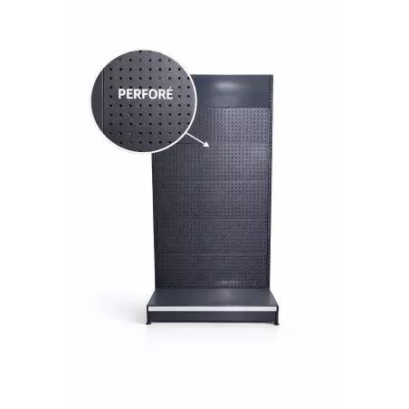 Gondole murale perforée professionnelle pour magasin – Rayonnage acier – Hauteur 180 cm