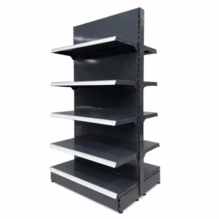 Gondole centrale professionnelle pour magasin – Rayonnage acier – Hauteur 180 cm – Préconfigurée