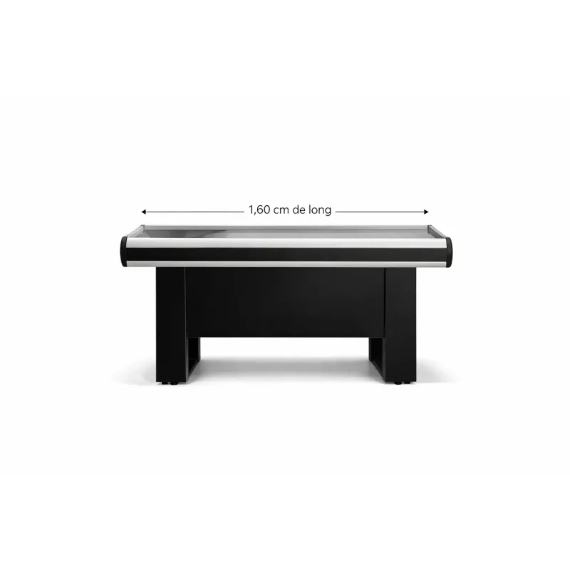 Meuble de sortie de caisse « La Marseillaise » – PMR en L – aluminium – coloris noir SORTIE DE CAISSE – équipement magasin