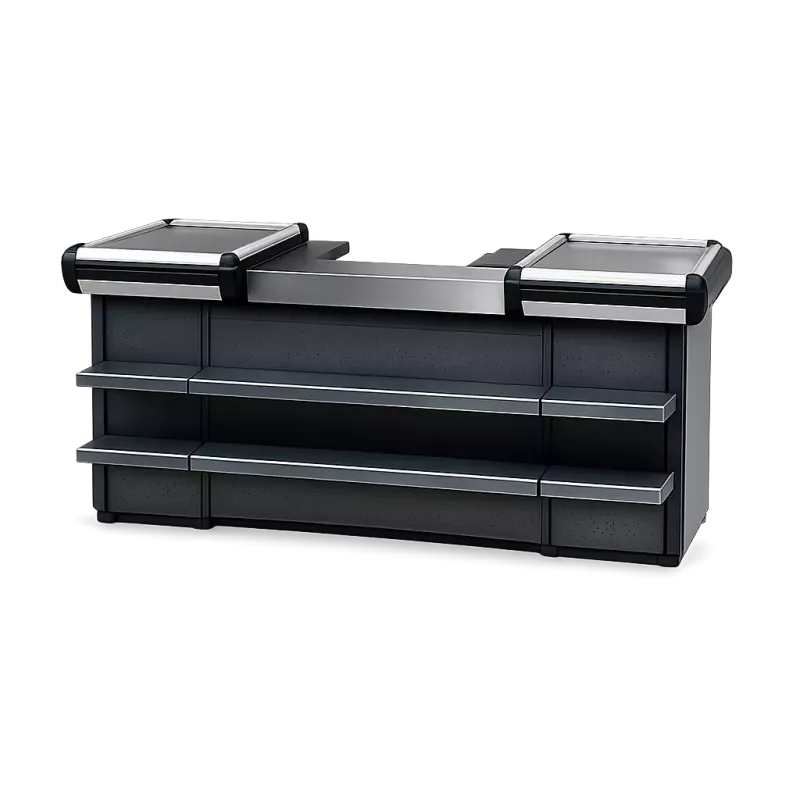 Sortie de caisse expresse compacte – façade rayonnage 3 niveaux – aluminium antichoc SORTIE DE CAISSE – équipement magasin