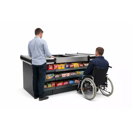 Sortie de caisse expresse compacte – façade rayonnage 3 niveaux – aluminium antichoc SORTIE DE CAISSE – équipement magasin