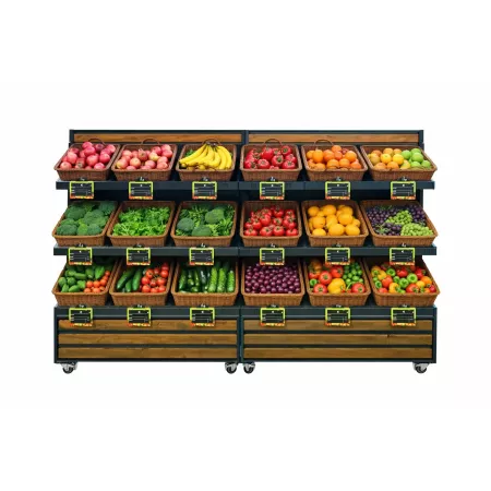 Présentoir Mural Fruits & Légumes Mobile 3 Niveaux – MANGOSTEEN MURAL