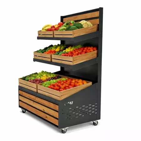 Présentoir Mural Fruits & Légumes Mobile 3 Niveaux – MANGOSTEEN MURAL