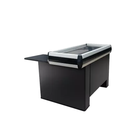 Caisse Marseillaise COMPACT 120 cm (PMR en L) – Meuble de Caisse Magasin Aluminium Noir Gain de Place