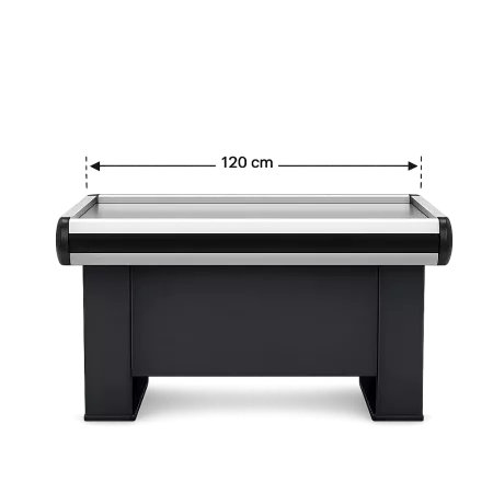 Caisse Marseillaise COMPACT 120 cm (PMR en L) – Meuble de Caisse Magasin Aluminium Noir Gain de Place