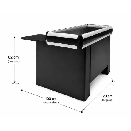 Caisse Marseillaise COMPACT 120 cm (PMR en L) – Meuble de Caisse Magasin Aluminium Noir Gain de Place