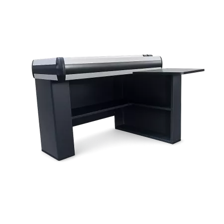 Caisse Marseillaise COMPACT 120 cm (PMR en L) – Meuble de Caisse Magasin Aluminium Noir Gain de Place