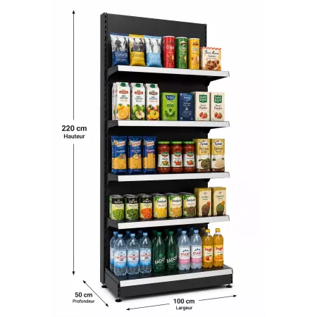 Rayonnage mural 1 unités – H220 cm – préconfiguré – configurable pour magasin