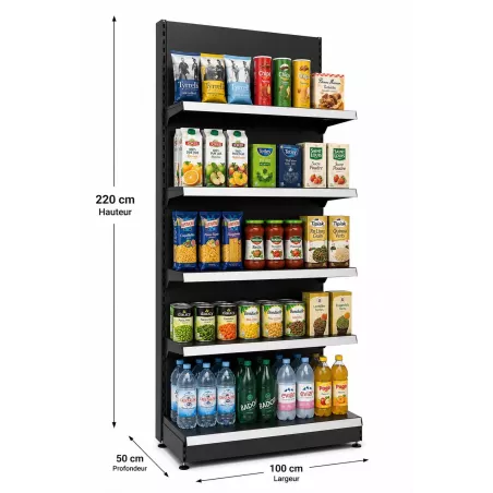 Rayonnage mural 1 unités – H220 cm – préconfiguré – configurable pour magasin