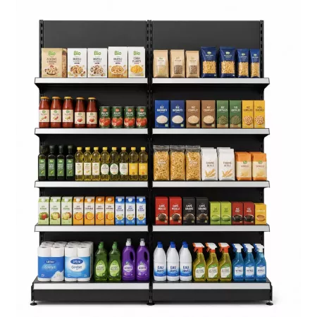 Rayonnage mural 2 unités – H220 cm – préconfiguré – configurable pour magasin