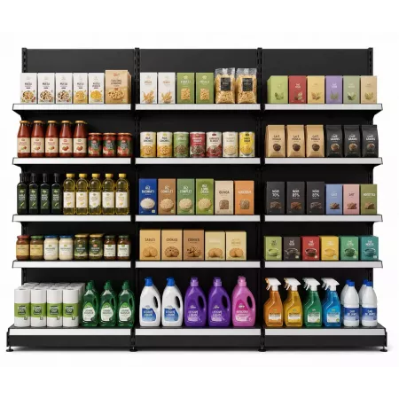 Rayonnage mural 3 unités – H220 cm – préconfiguré – configurable pour magasin