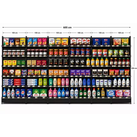 Rayonnage mural 5 unités – H220 cm – préconfiguré – configurable pour magasin